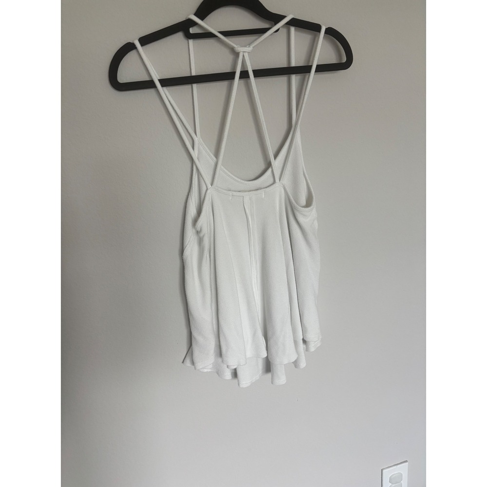 Free People We The Free White Ribbed Strappy Back Flared Tank Top Small